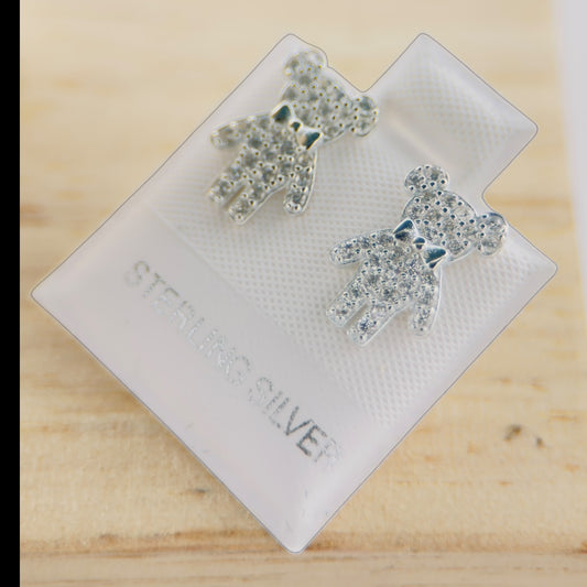 Aretes Osito Plata Sterling con Zirconias
