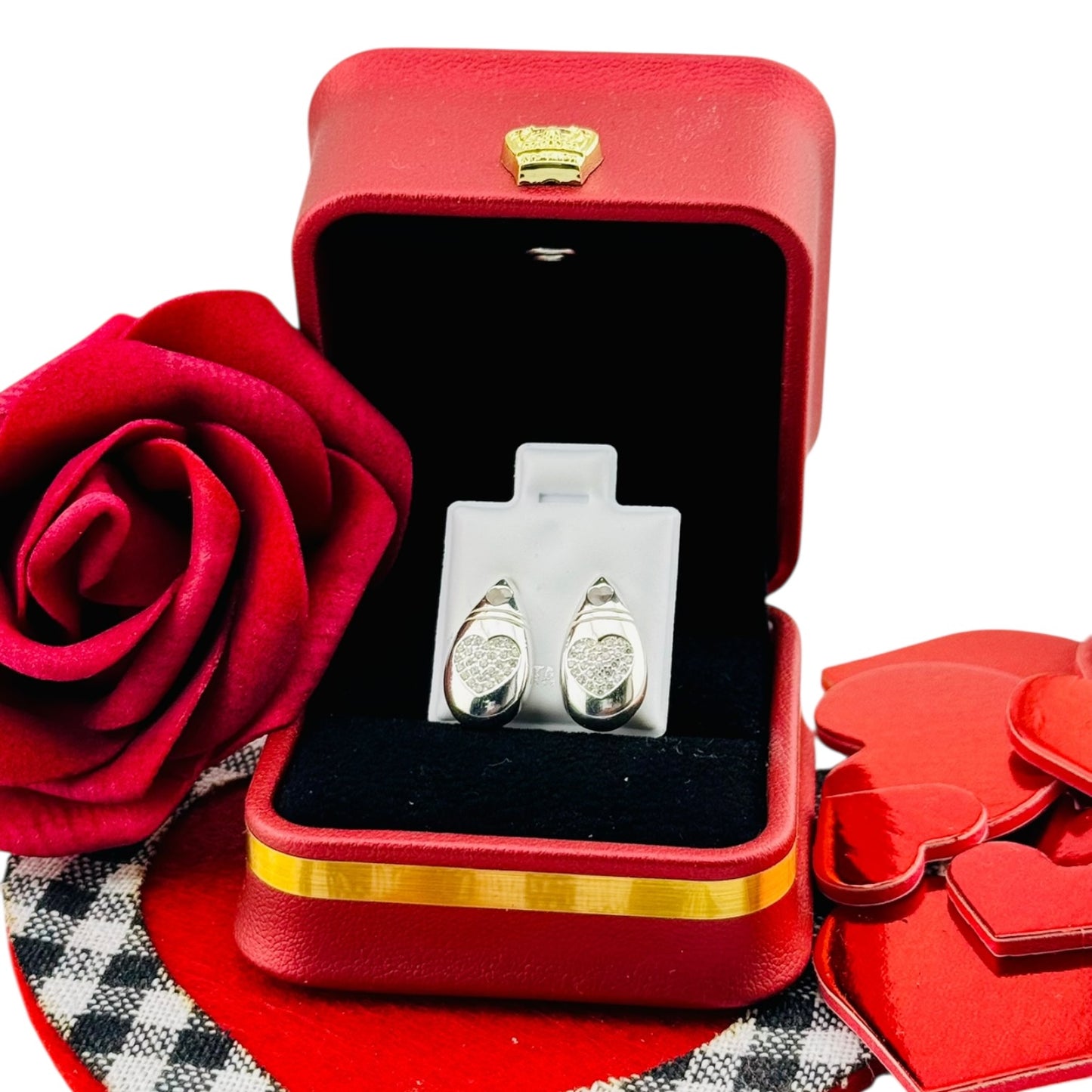 Aretes Lágrima con Corazón Plata 925