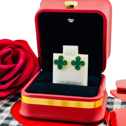 Aretes Trébol Clásico Plata 925 con Baño