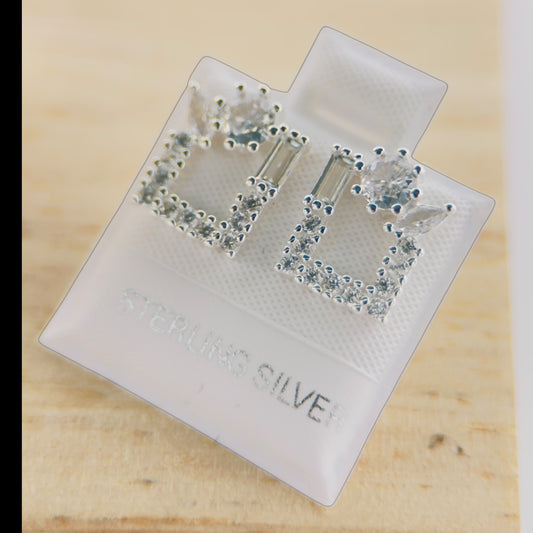 Aretes Plata 925 Figura Geométrica Brillante