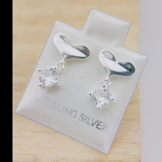 Aretes Corazón Minimalista con Colgante Plata 925