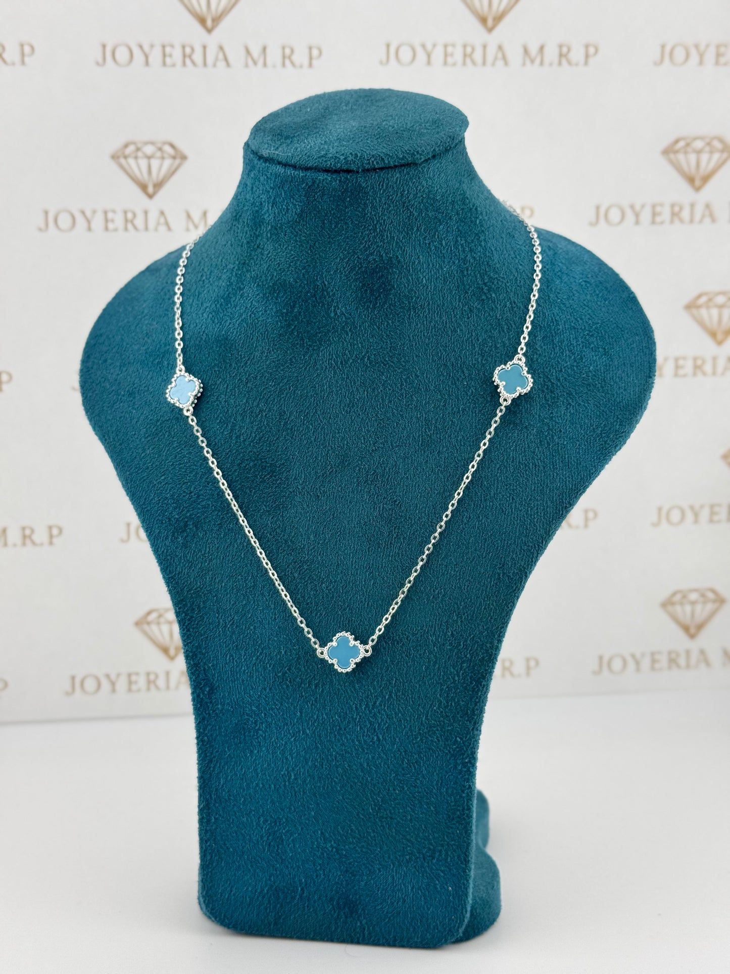 Gargantilla Trébol Celeste – Plata 925