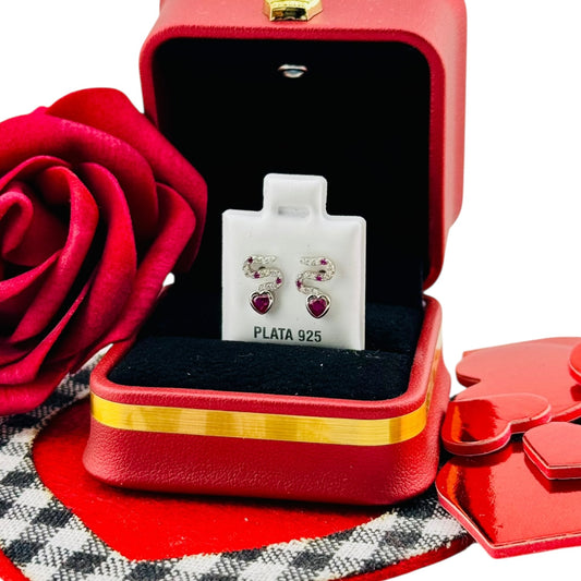 Aretes Serpiente con Corazón Plata 925