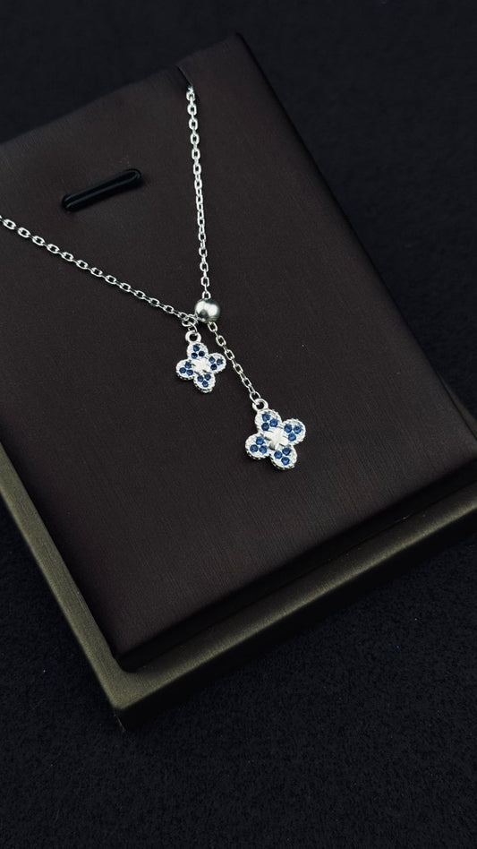 Collar Trébol Azul de Plata 925 Italiana