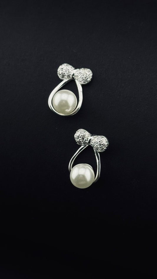 Pendientes "Lazo de Perla" en Plata 925 Italiana