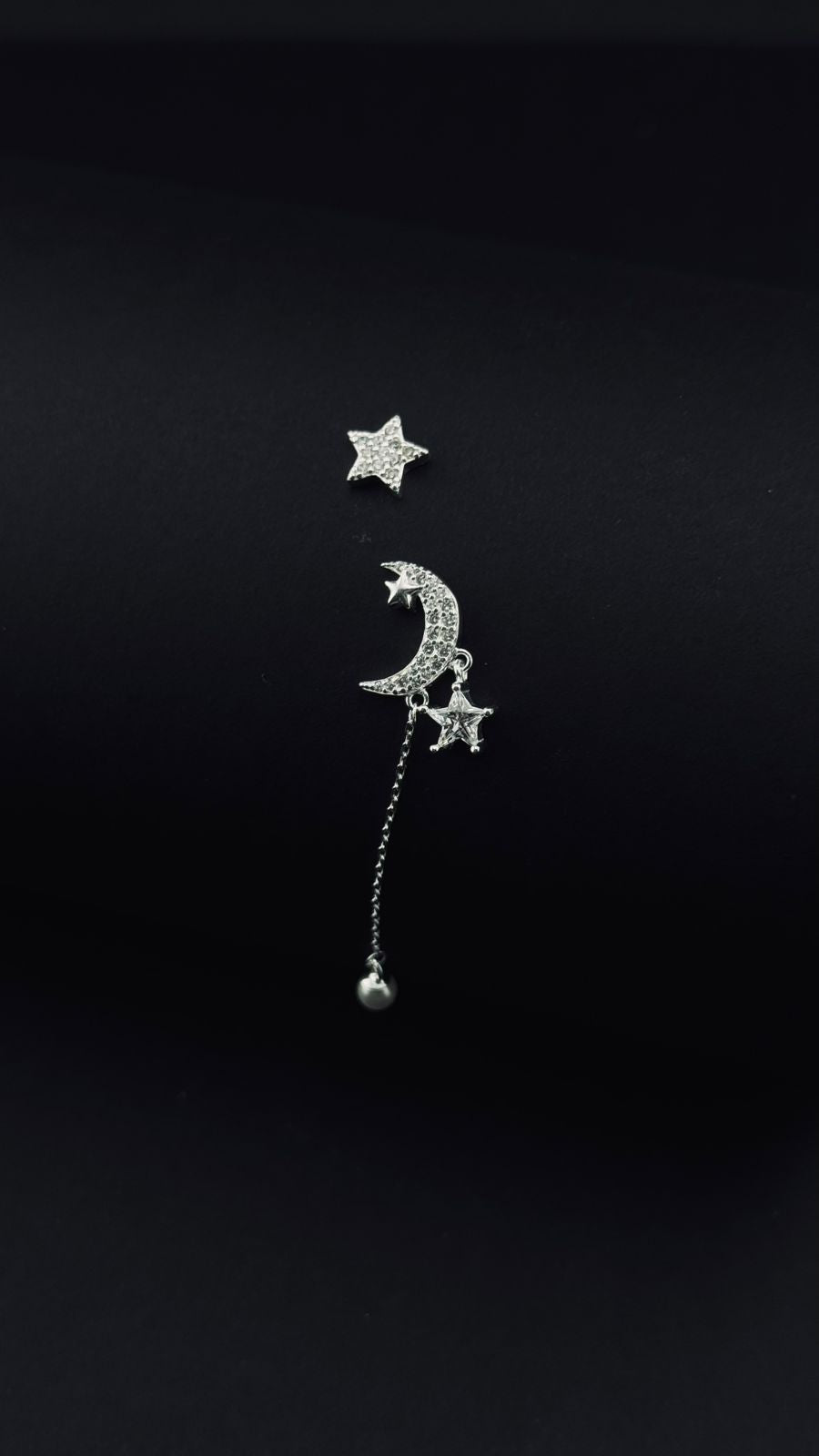 Pendientes Asimétricos "Luna y Estrella" en Plata 925