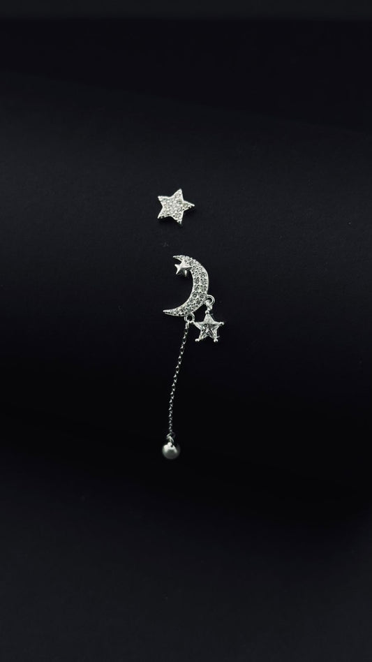 Pendientes Asimétricos "Luna y Estrella" en Plata 925