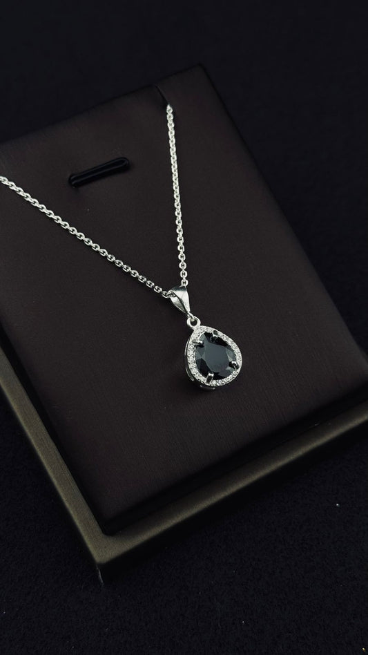 Collar "Lágrima Nocturna" con Zirconias en Plata 925