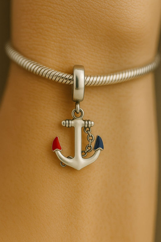 Charm Ancla "Espíritu Náutico" con Esmalte en Plata 925