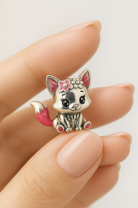 Charm "Zorrito Adorable" con Detalles Esmaltados en Plata 925