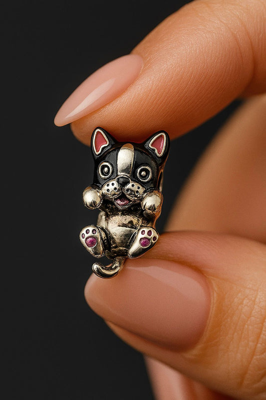 Charm "Perrito Frenchie Juguetón" en Plata 925