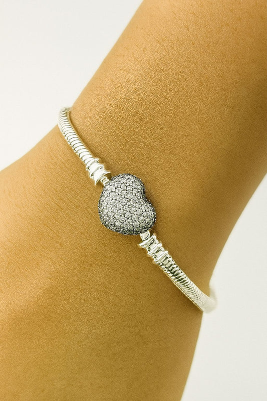 Brazalete "Noche de Estrellas en Corazón"  en Plata 925