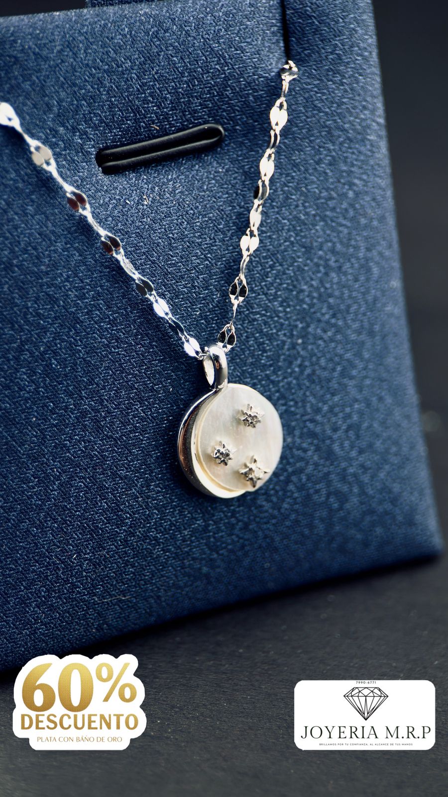 Collar "Luna y Estrellas" con Circonitas en Plata 925