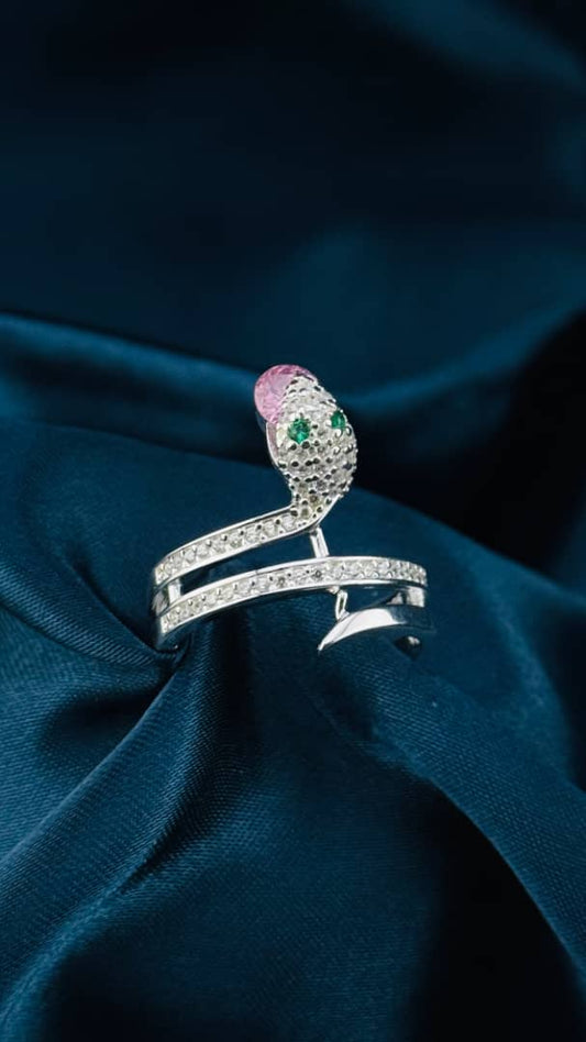 Anillo de plata 925 con diseño de serpiente rosa