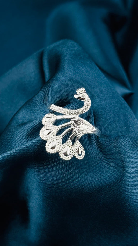 Anillo de pavo real en plata italiana 925