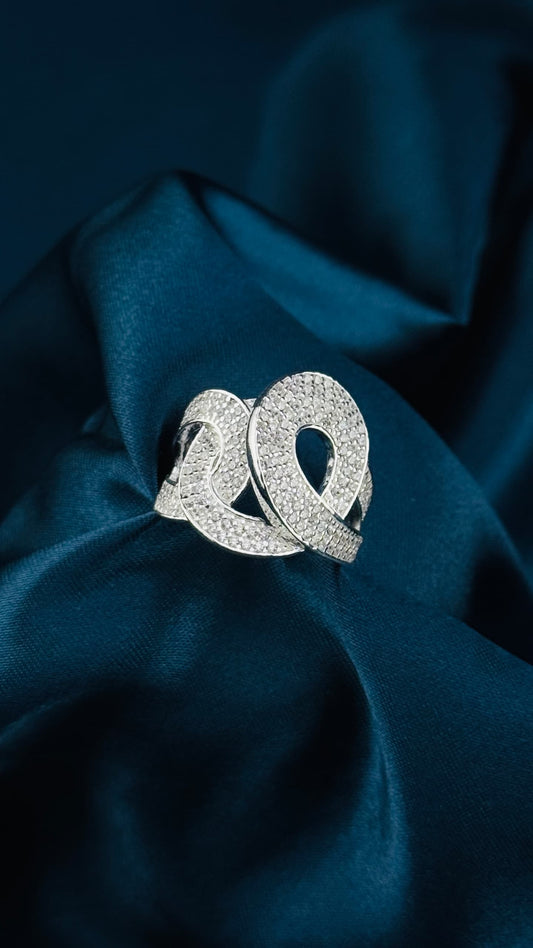 Anillo doble lazo elegante en plata italiana 925