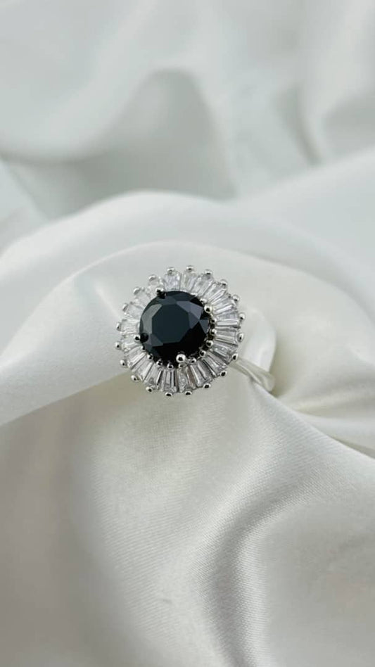 Anillo de plata italiana 925 con circonia azul zafiro
