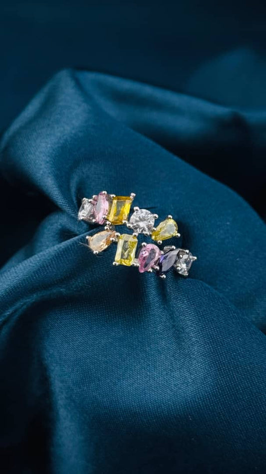 Anillo de plata italiana 925 con circonias multicolor