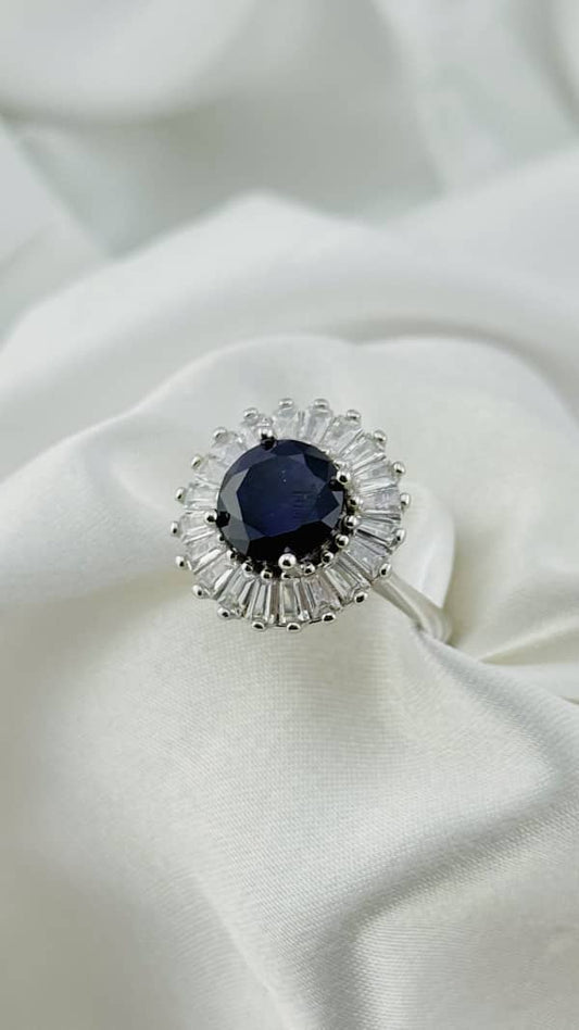 Anillo de plata italiana 925 con circonia negro profundo