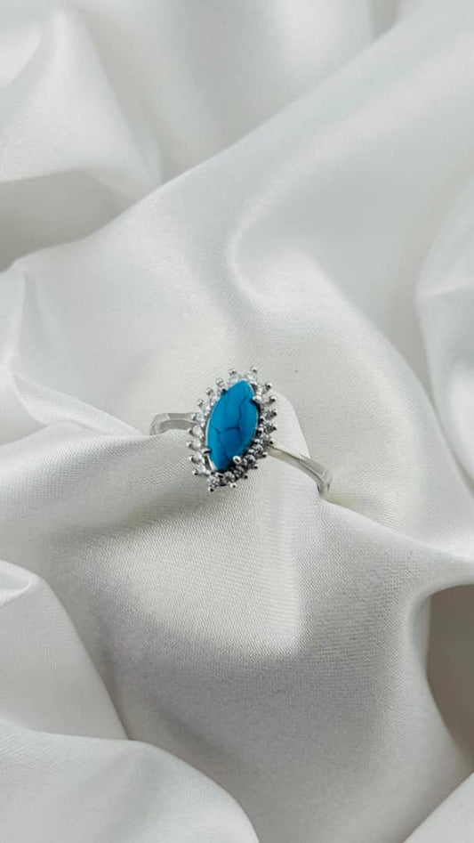 Anillo de plata italiana 925 con turquesa sintética corte marquise
