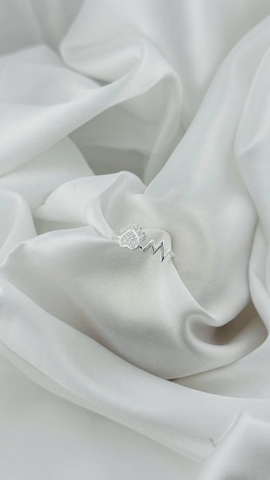 Anillo huella y corazón en plata italiana 925