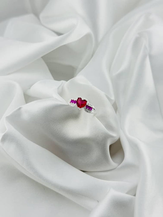 Anillo corazón rojo en plata italiana 925