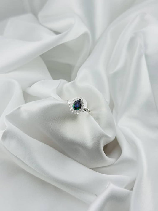 Anillo lágrima multicolor en plata italiana 925 con circonias
