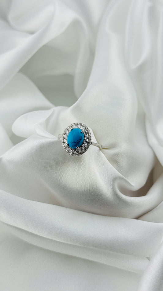 Anillo en plata italiana 925 con turquesa y circonias