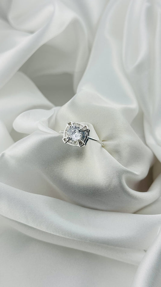 Anillo en plata italiana 925 con circonia blanca