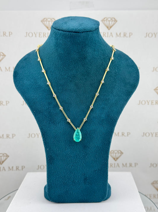 Gargantilla Gota Verde Elegance – Plata 925 Bañada en Oro o Rodio