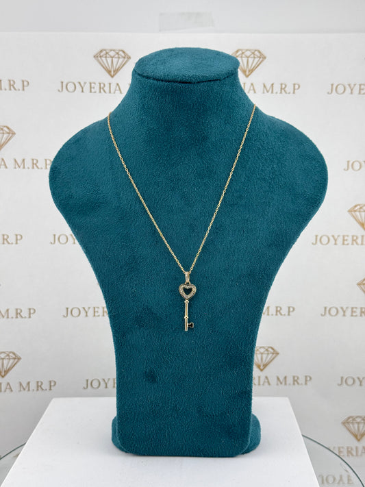 Gargantilla Llave Corazón Brillante – Plata 925 Bañada en Oro Rosa