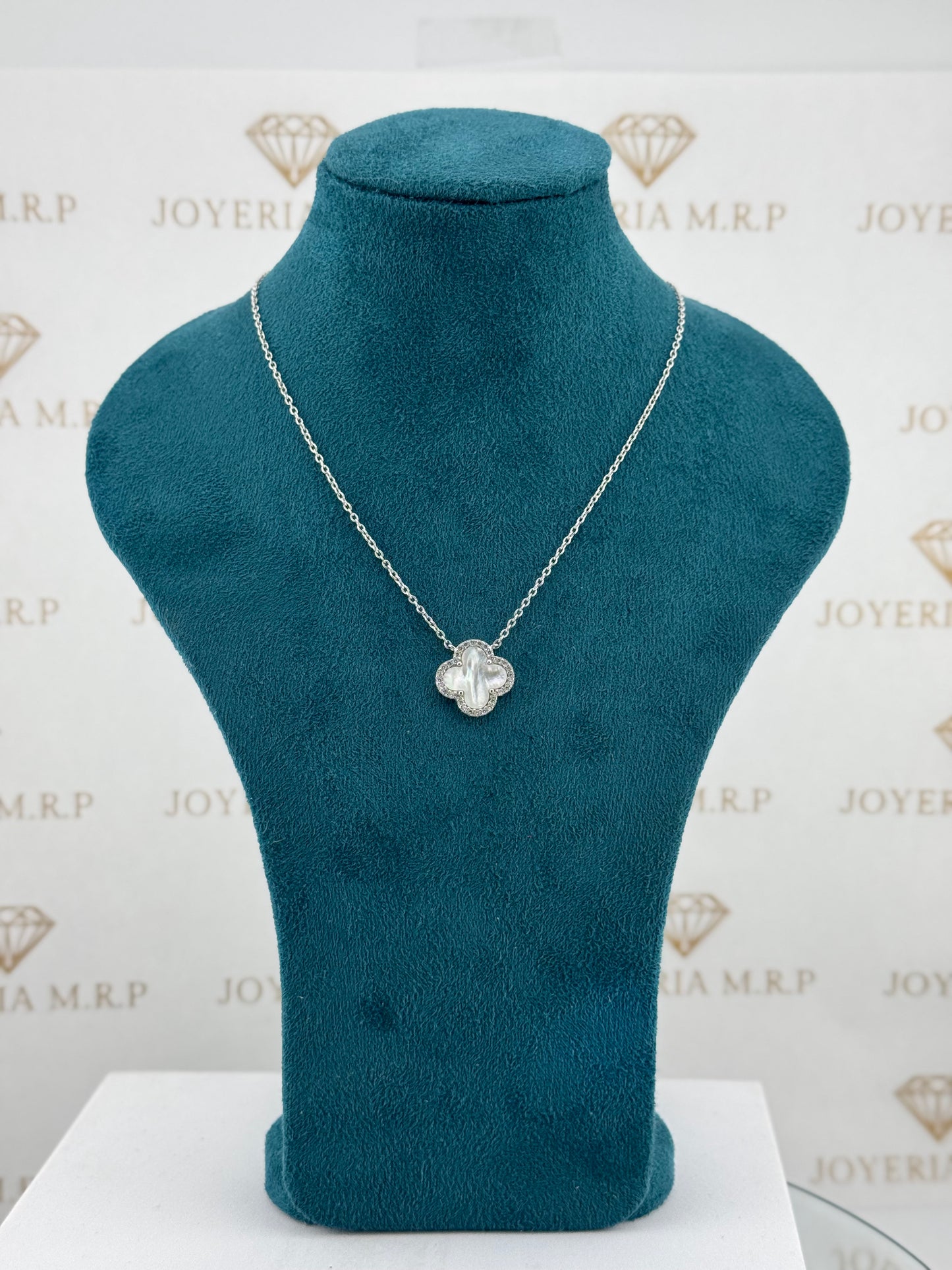 Gargantilla Halo PF Zirconia Trébol – Plata 925 con Baño de Rodio