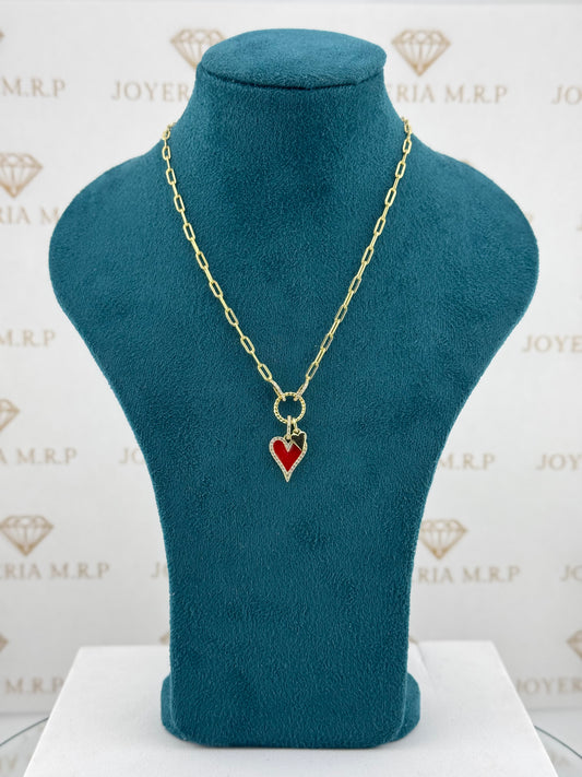 Gargantilla Paperclip Corazón Dúo – Plata 925 Bañada en Oro y Baño en Rodio