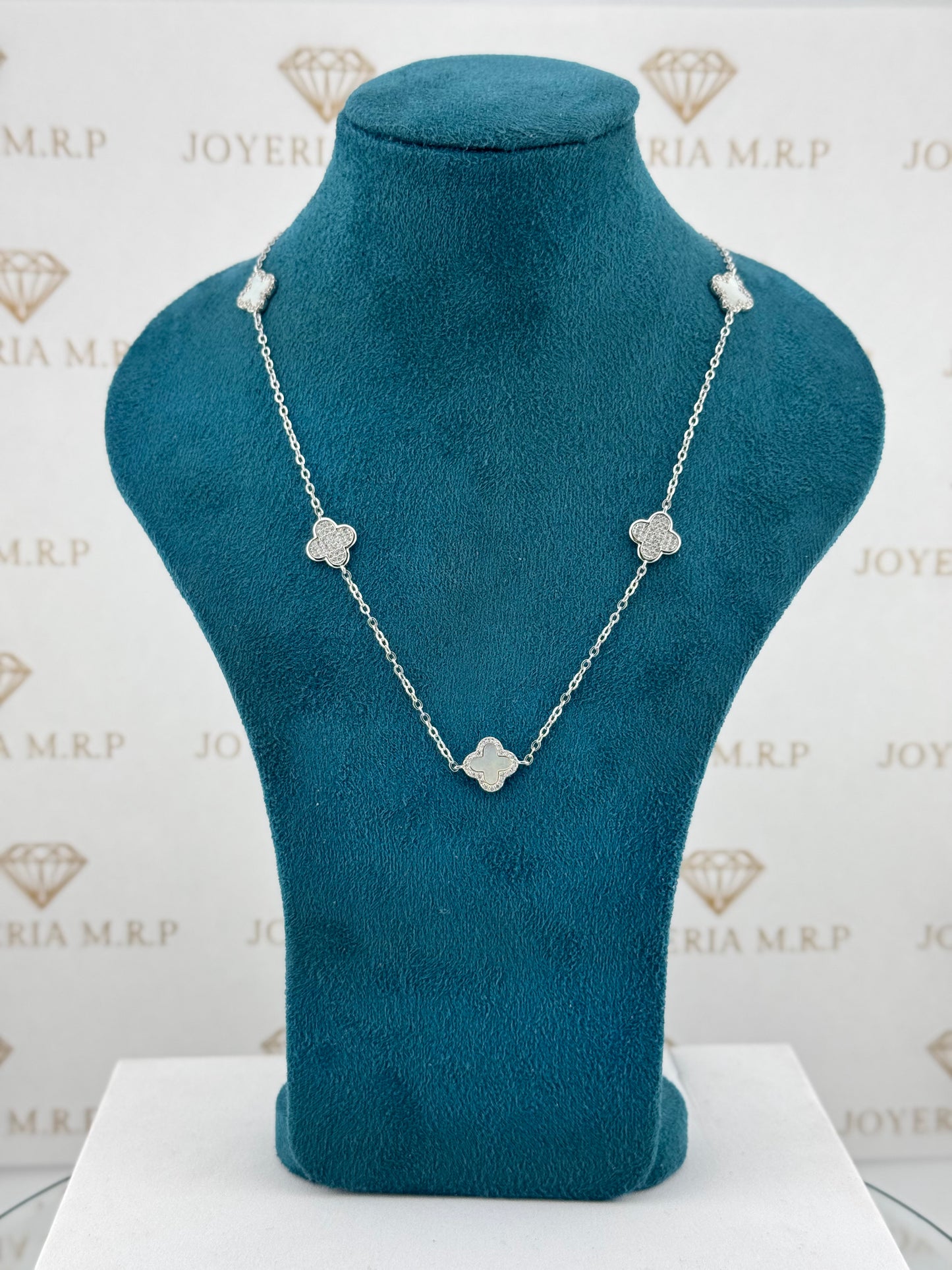 Gargantilla 5 Tréboles Pavé – Plata 925