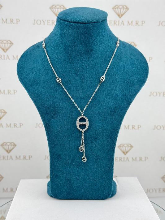 Gargantilla Dior Inspired con Caída – Plata 925 Bañada en Rodio