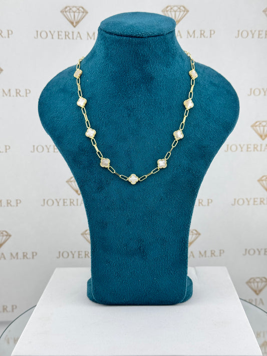 Gargantilla Paperclip Clover Signature – Plata 925 Bañada en Oro