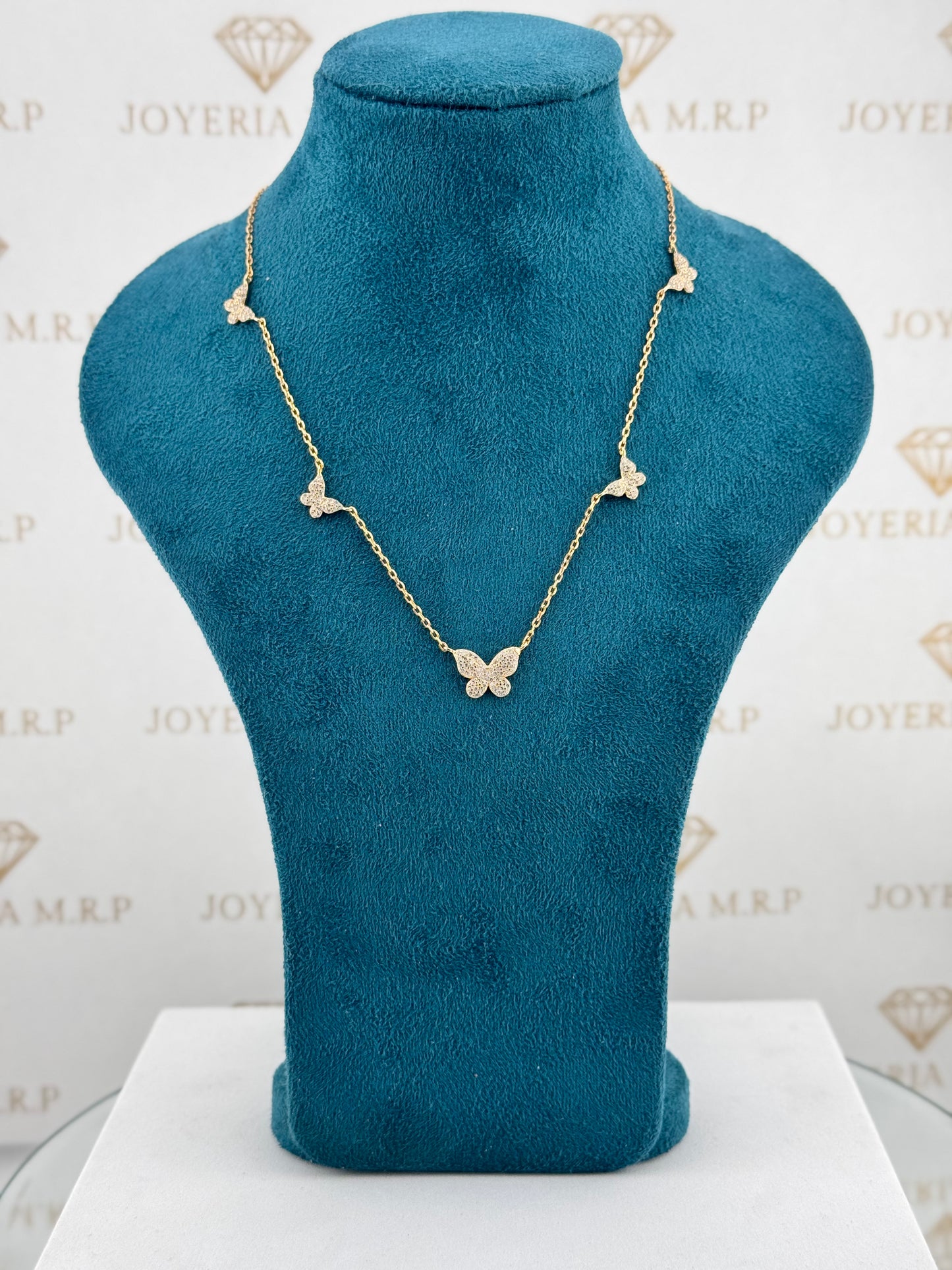 Gargantilla Mariposas Celestia – Plata 925 Bañada en Oro Rosado