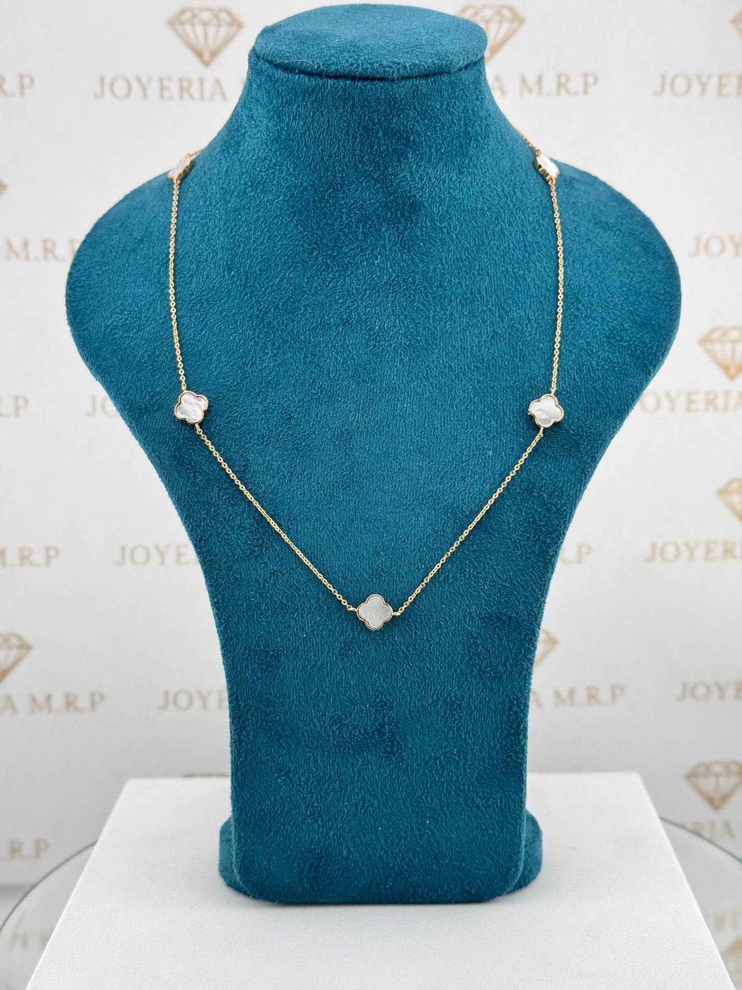 Gargantilla Clover Nácar Minimal – Plata 925 Bañada en Oro Rosado