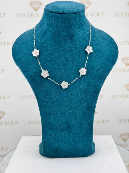 Gargantilla Clover Nácar Múltiple – Plata 925