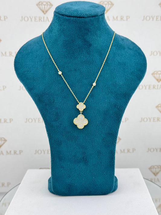 Gargantilla Doble Trébol Elegance – Plata 925 Bañada en Oro