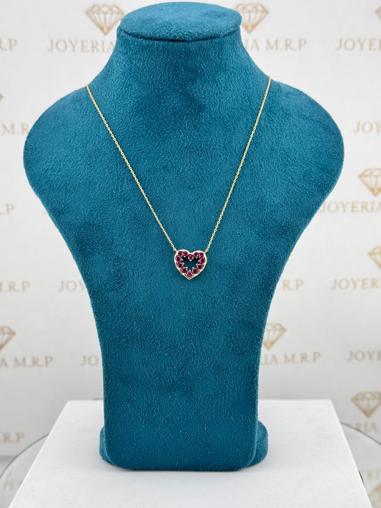 Gargantilla Corazón Rubí Brillante – Plata 925 Bañada en Oro