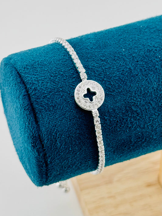 Pulsera Trébol Pavé Ajustable – Pulsera Plata 925