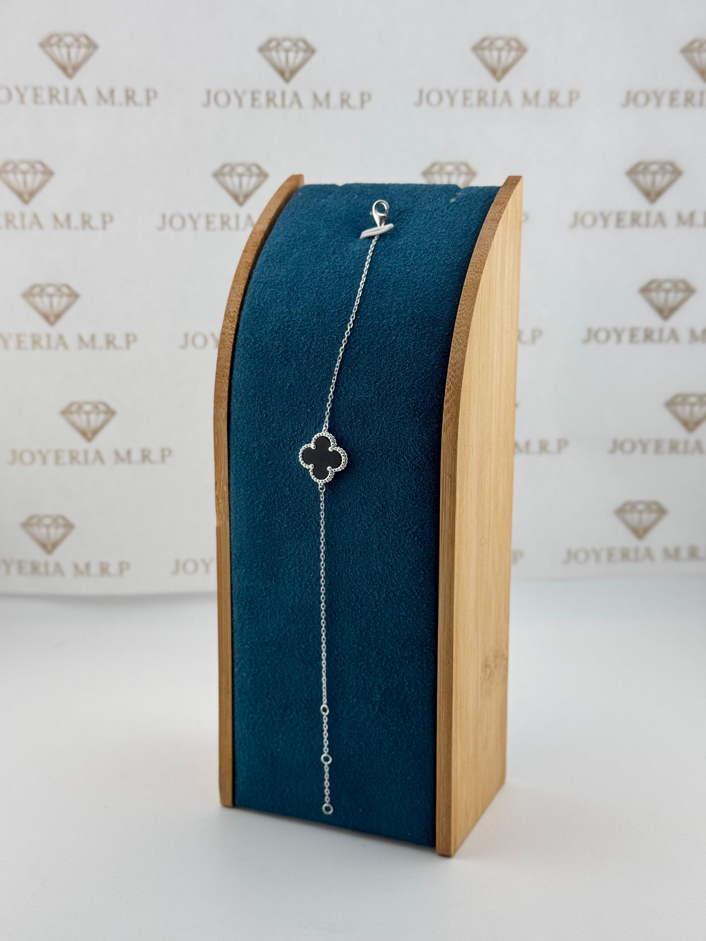 Pulsera Trébol Nácar 15 mm – Pulsera Plata 925 Ajustable (Variantes de Color)