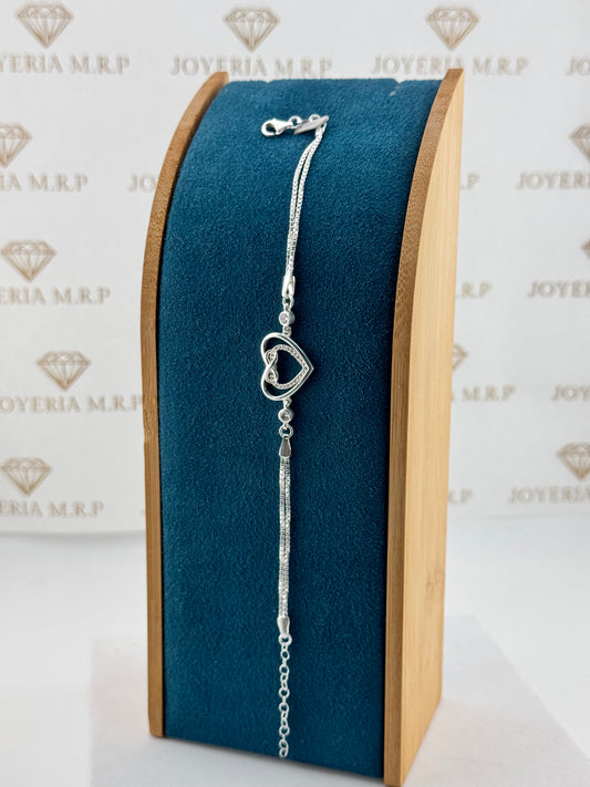 Pulsera Corazones Entrelazados Plata 925 – Diseño Romántico