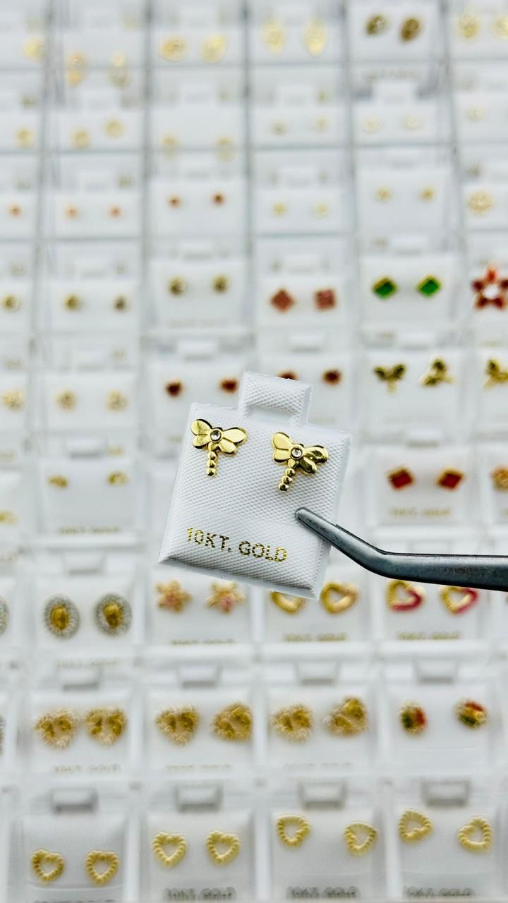 Aretes libélula en Oro 10K