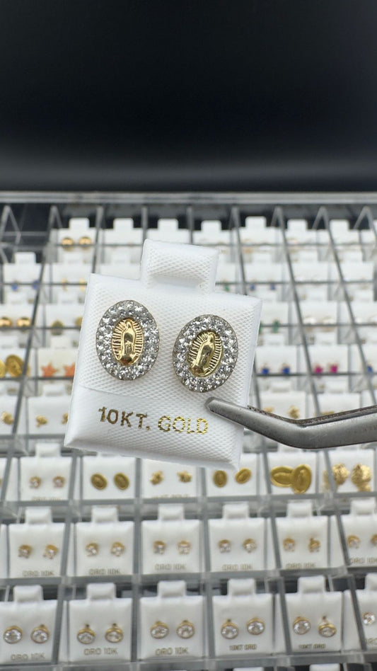 Aretes de la Virgen con circonias en Oro 10K