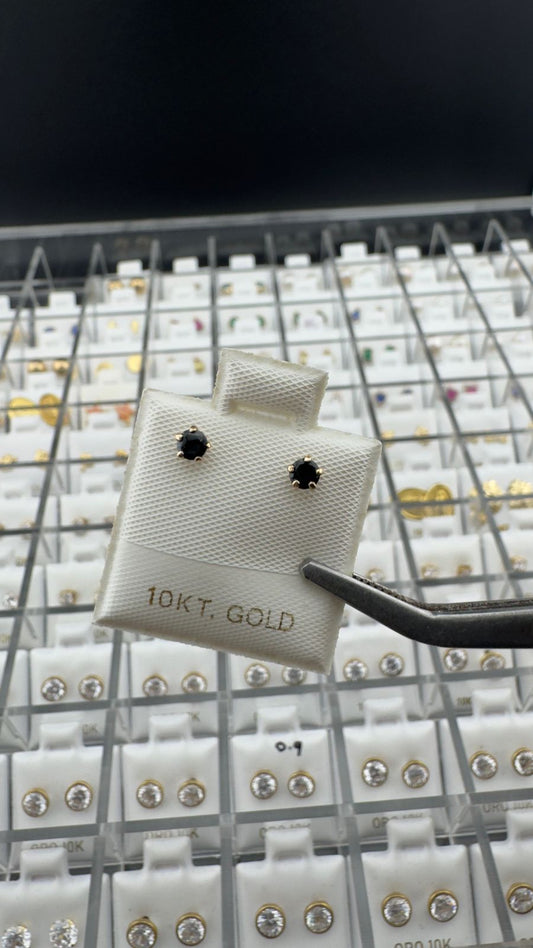 Aretes piedra negra en Oro 10K