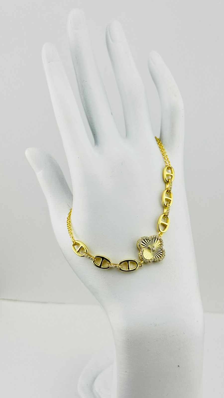 Pulsera Eslabones Marineros y Placa con Zirconias