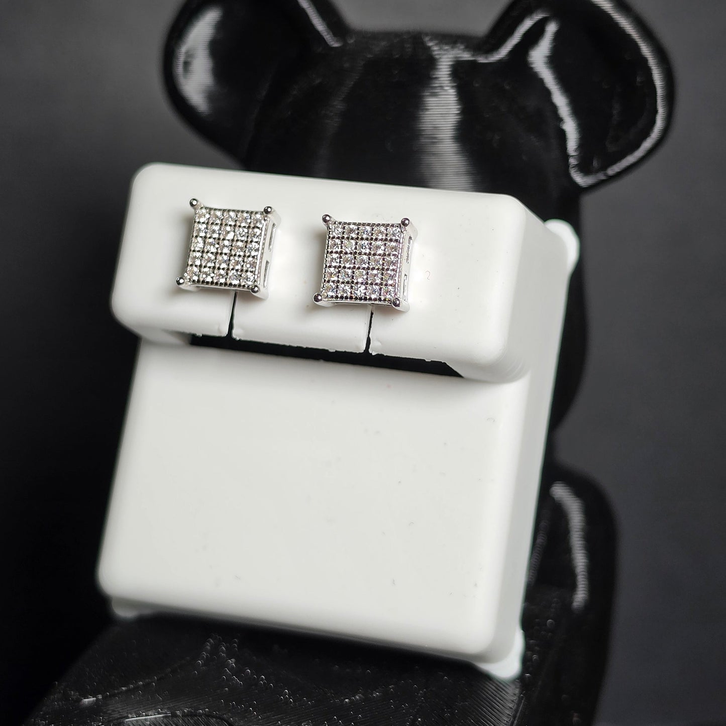 Aretes Monaco Pavé 6 mm con Moissanita VVS en Plata 925