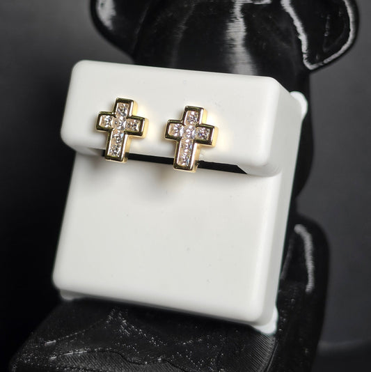Aretes Cruz de Luz con Moissanita VVS en Plata 925
